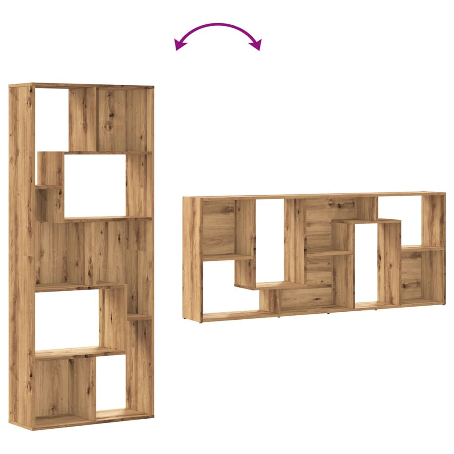 Boekenkast 67x24x161 cm bewerkt hout artisanaal eikenkleurig