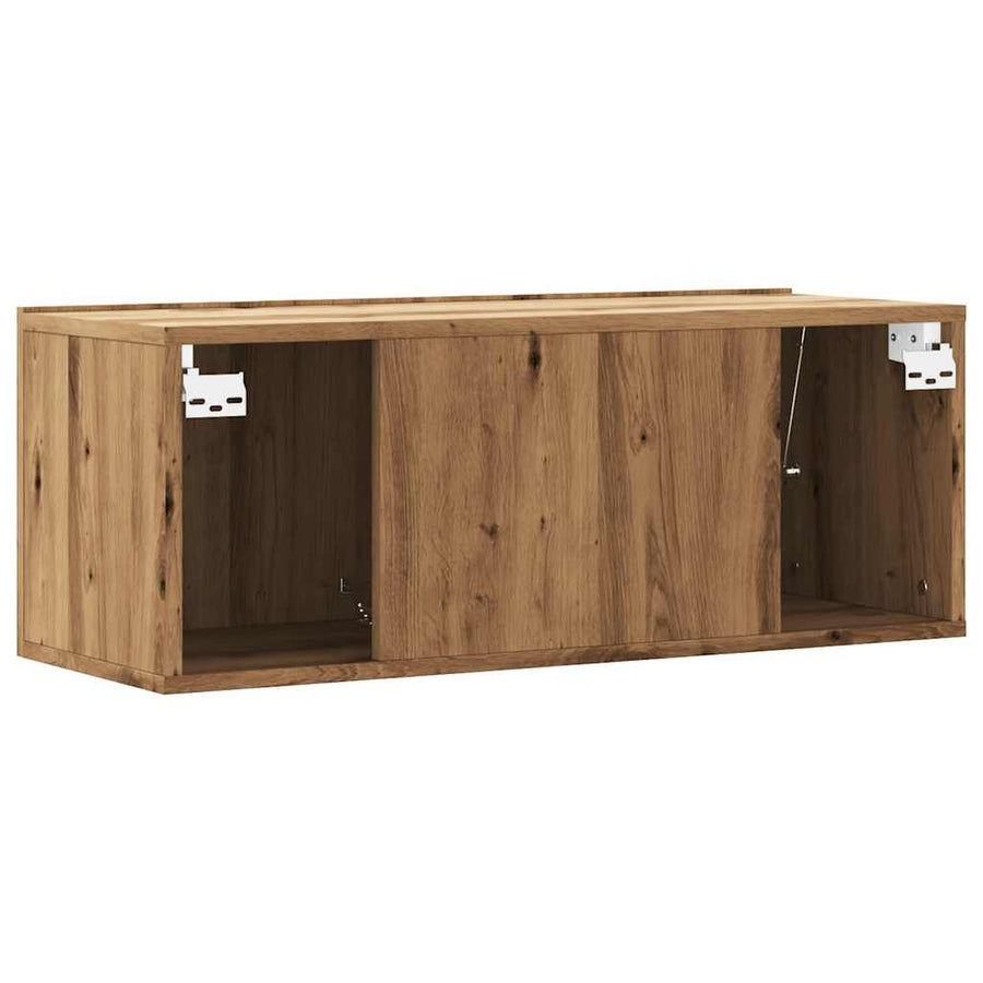 Tv-wandmeubel 80x30x30 cm bewerkt hout artisanaal eikenkleurig