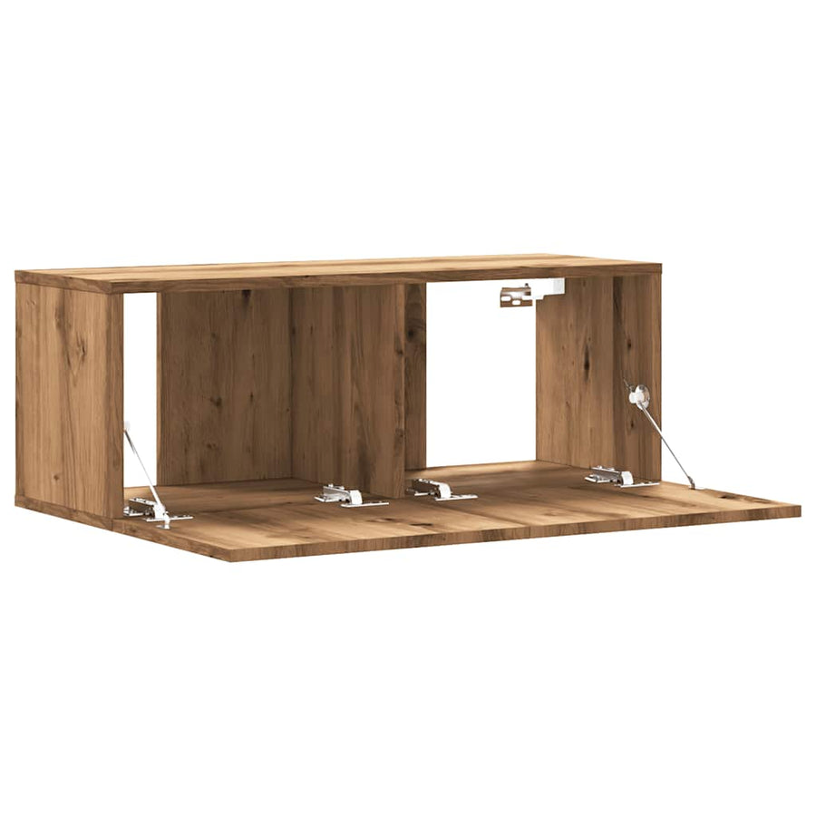 Tv-wandmeubel 80x30x30 cm bewerkt hout artisanaal eikenkleurig