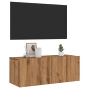 Tv-wandmeubel 80x30x30 cm bewerkt hout eikenkleurig