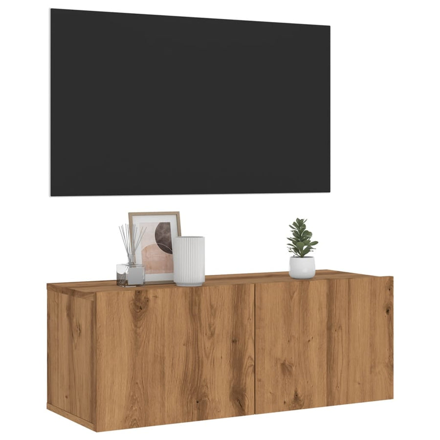 Tv-wandmeubel 80x30x30 cm bewerkt hout artisanaal eikenkleurig