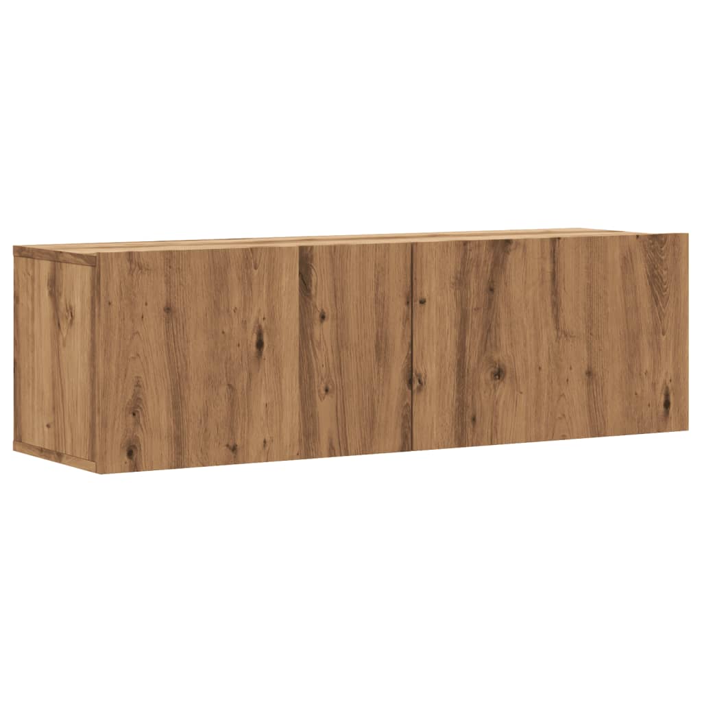 Tv-wandmeubel 100x30x30 cm bewerkt hout artisanaal eikenkleurig