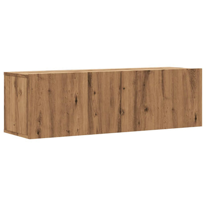 Tv-wandmeubel 100x30x30 cm bewerkt hout artisanaal eikenkleurig