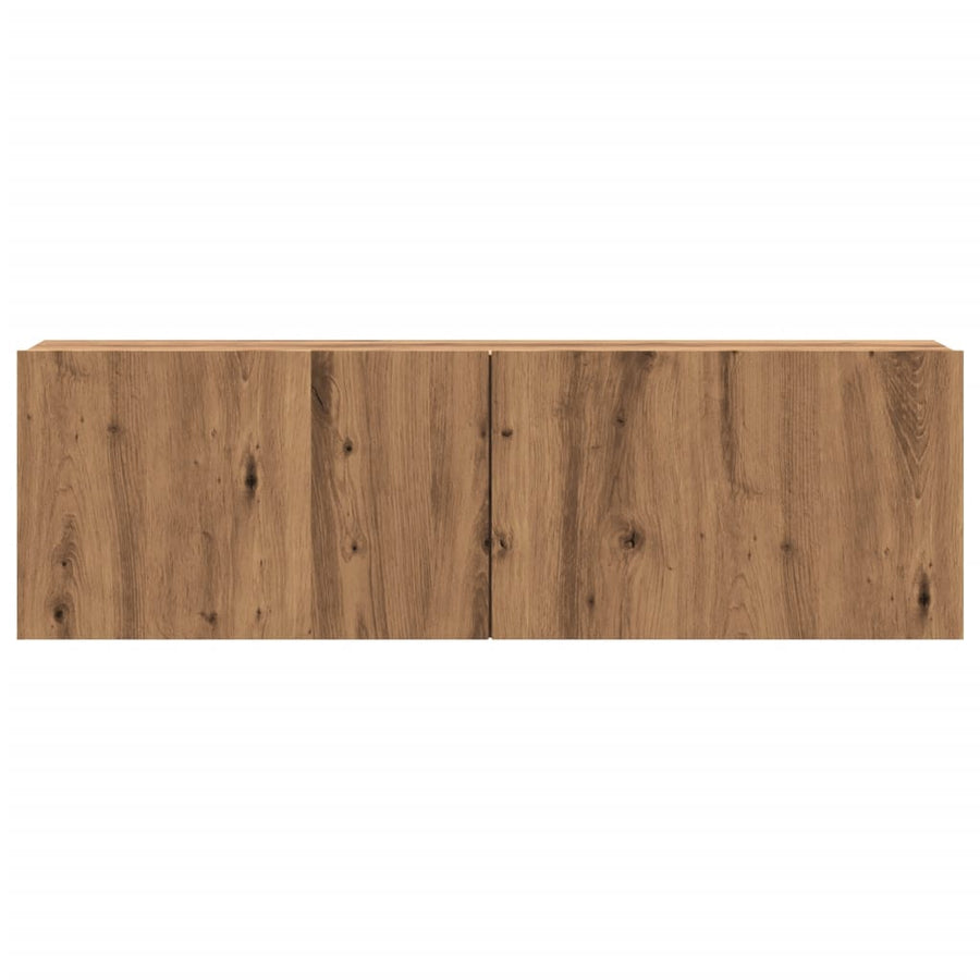 Tv-wandmeubel 100x30x30 cm bewerkt hout artisanaal eikenkleurig