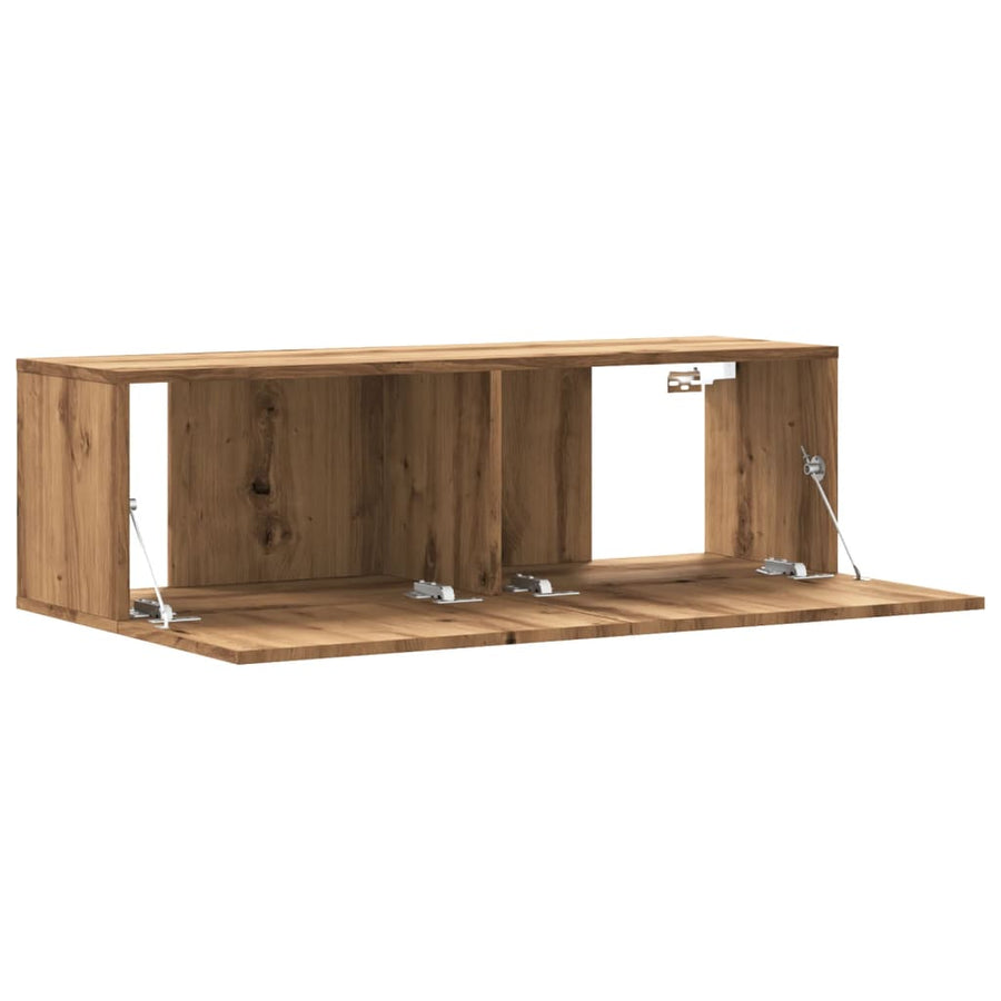 Tv-wandmeubel 100x30x30 cm bewerkt hout artisanaal eikenkleurig