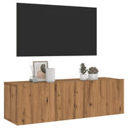 Tv-wandmeubel 100x30x30 cm bewerkt hout eikenkleurig