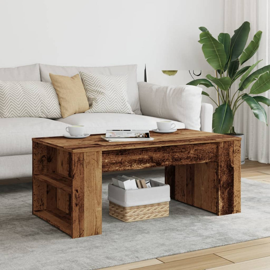 Salontafel 102x55x42 cm bewerkt hout oud houtkleurig