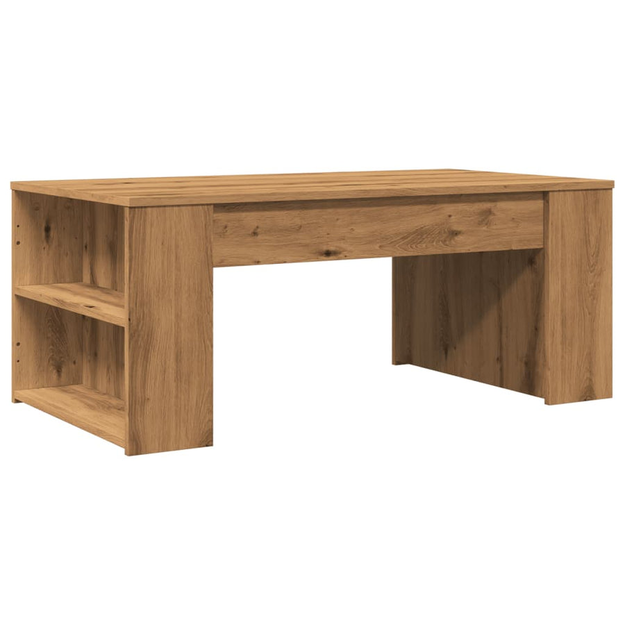 Salontafel 102x55x42 cm bewerkt hout artisanaal eikenkleur
