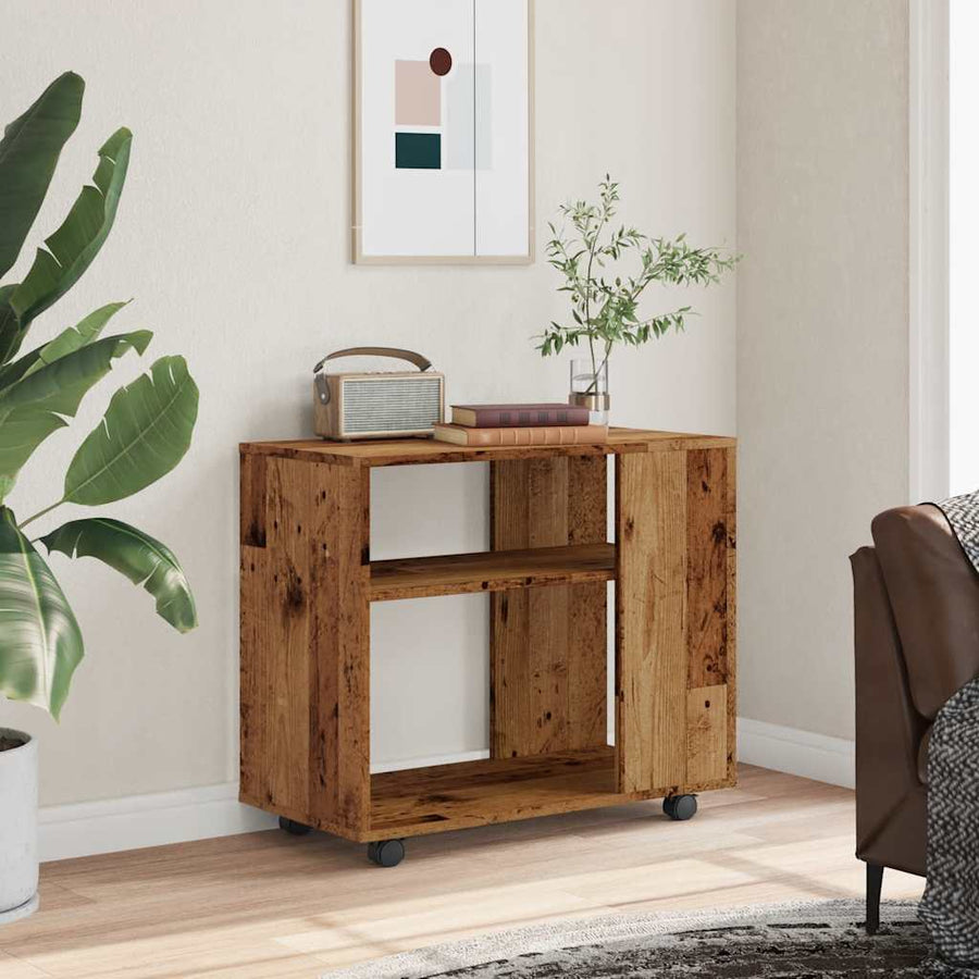 Bijzettafel 70x35x55 cm bewerkt hout oud houtkleurig