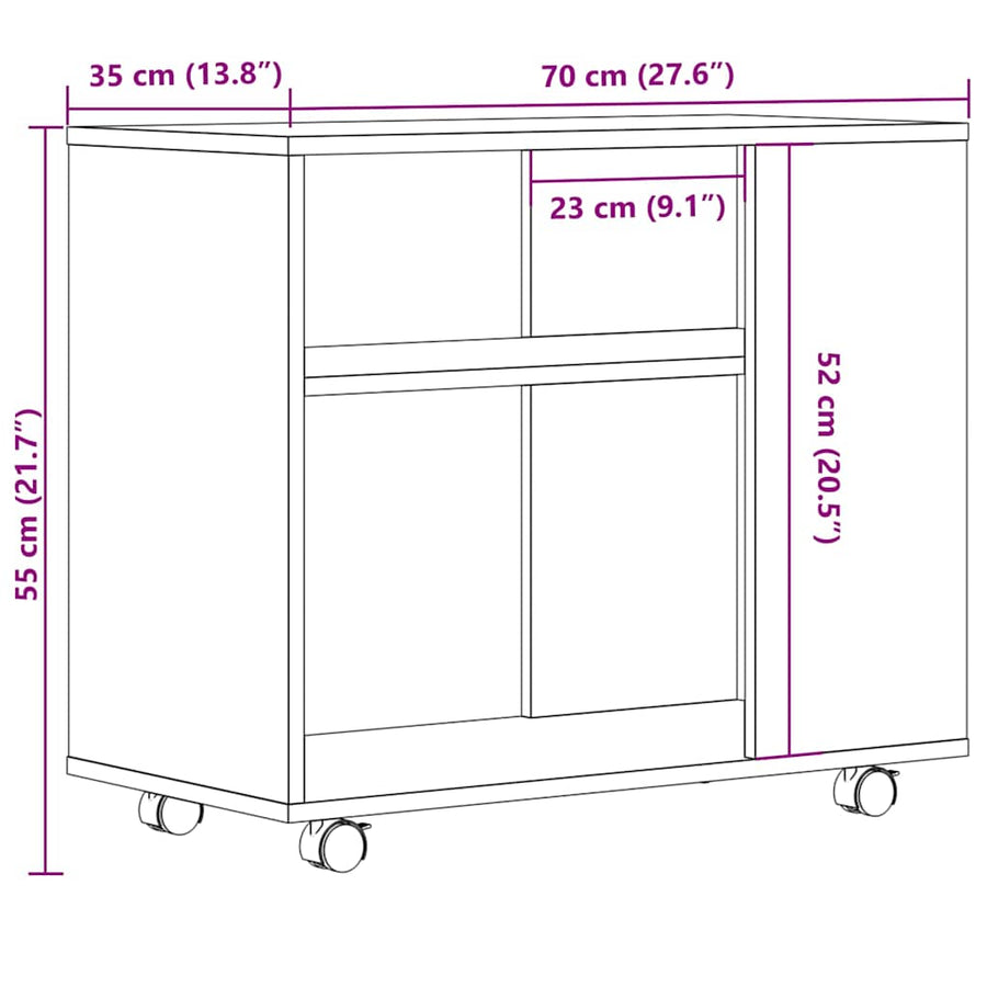 Bijzettafel 70x35x55 cm bewerkt hout oud houtkleurig