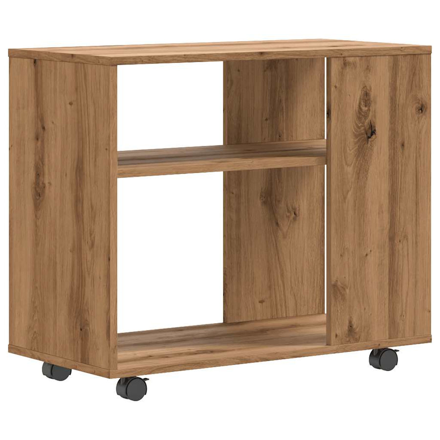 Bijzettafel 70x35x55 cm bewerkt hout artisanaal eikenkleurig