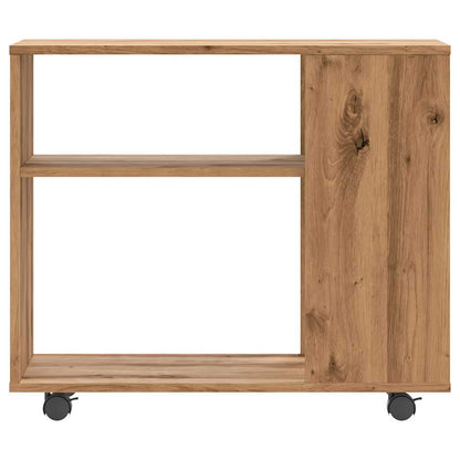 Bijzettafel 70x35x55 cm bewerkt hout artisanaal eikenkleurig