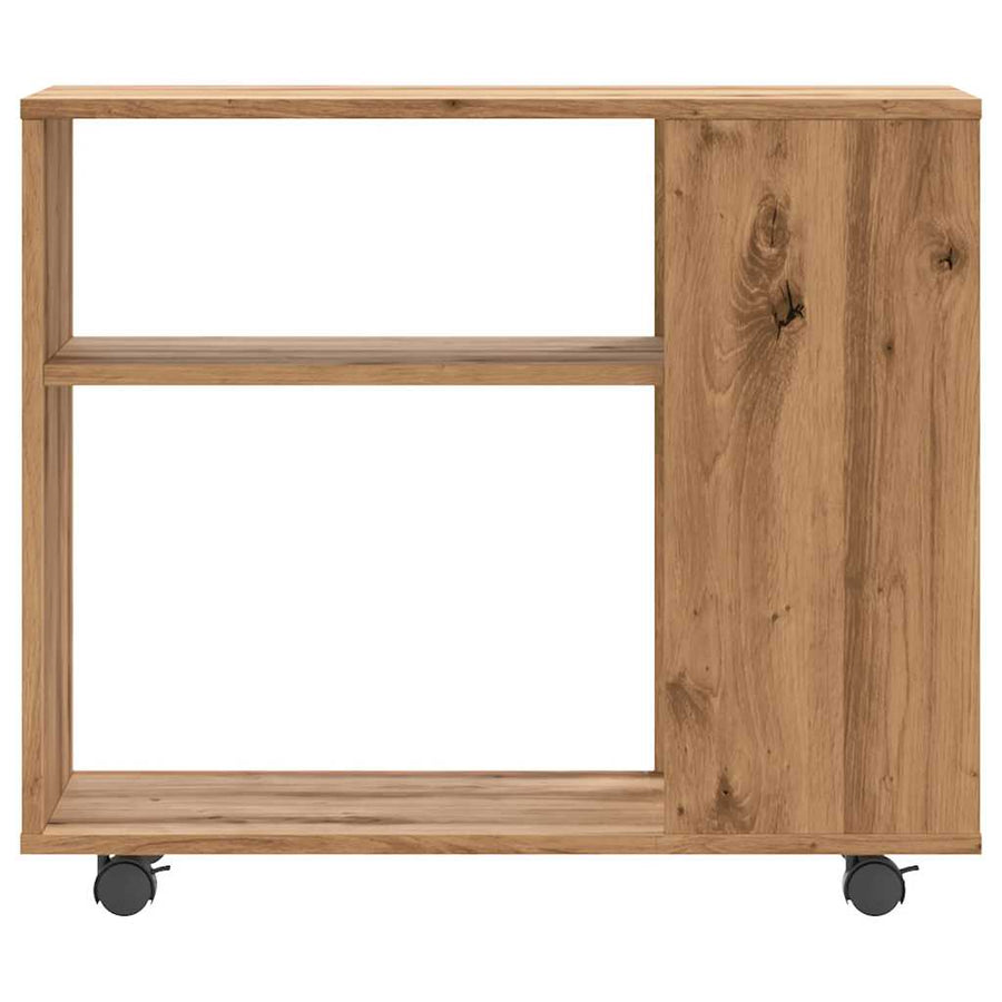 Bijzettafel 70x35x55 cm bewerkt hout artisanaal eikenkleurig