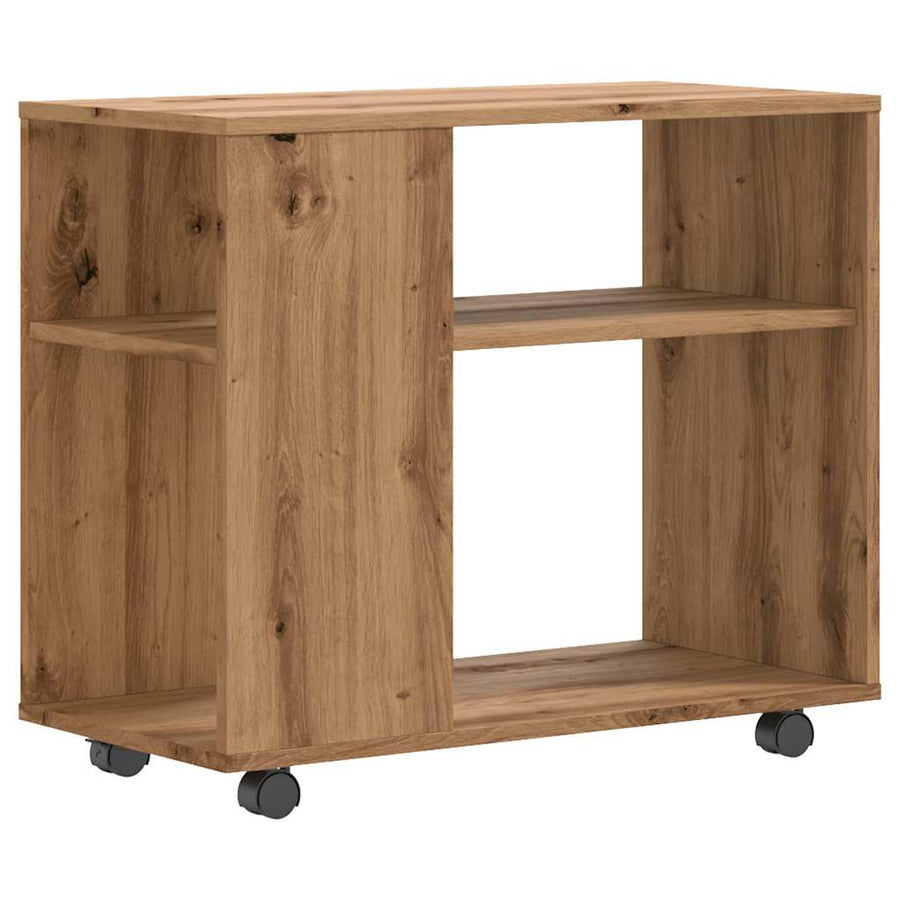 Bijzettafel 70x35x55 cm bewerkt hout artisanaal eikenkleurig