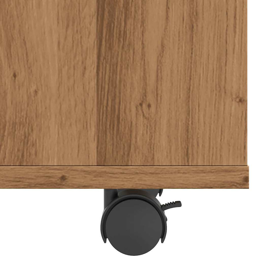 Bijzettafel 70x35x55 cm bewerkt hout artisanaal eikenkleurig