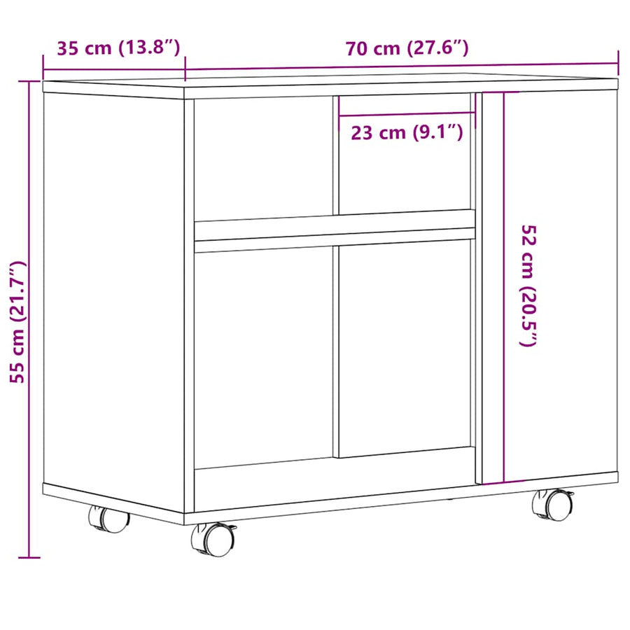 Bijzettafel 70x35x55 cm bewerkt hout artisanaal eikenkleurig