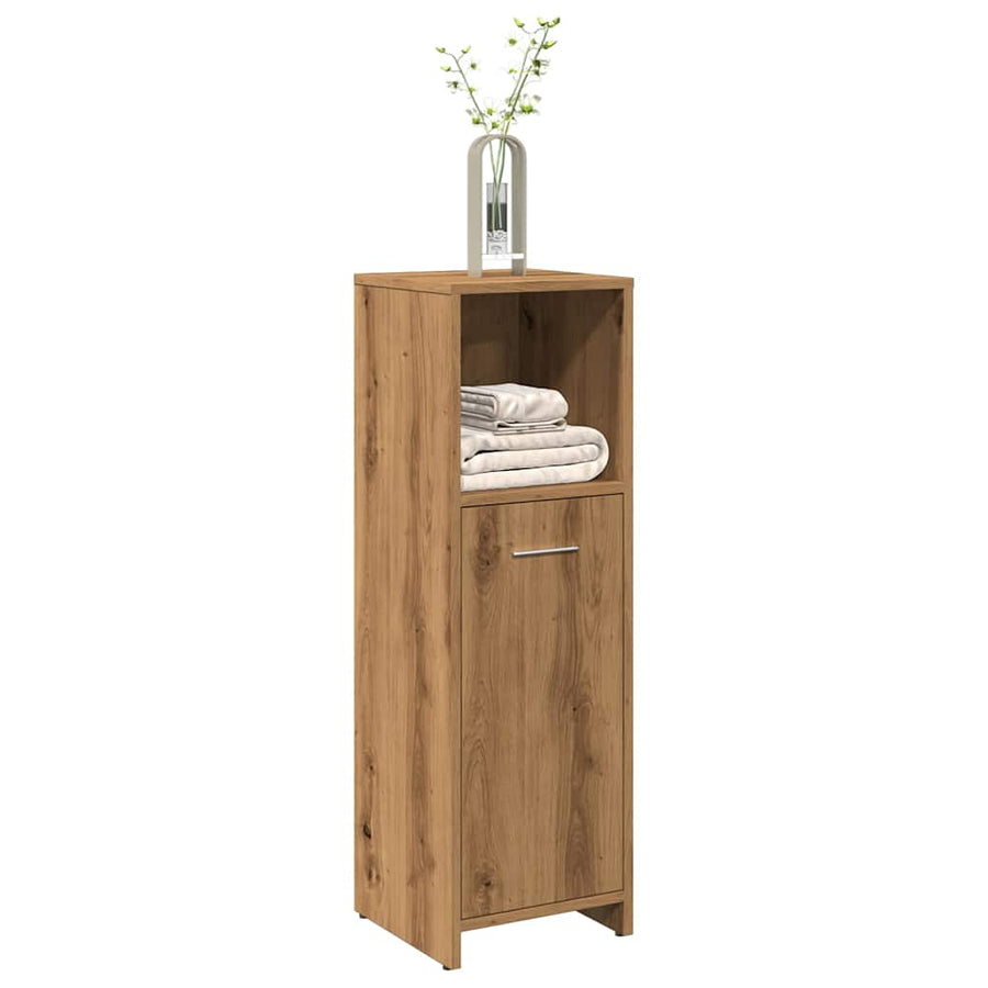 Badkamerkast 30x30x95 cm bewerkt hout artisanaal eikenkleur