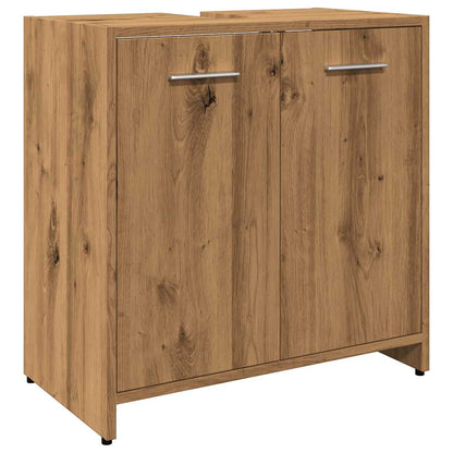Wastafelkast 60x33x60 cm bewerkt hout artisanaal eikenkleurig
