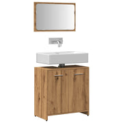 Badkamerkast met spiegel 60x33x61 cm bewerkt hout eikenkleurig
