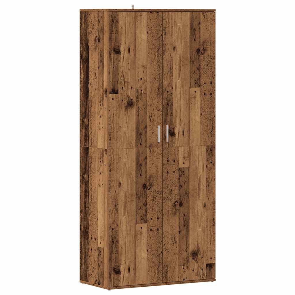 Schoenenkast 80x39x178 cm bewerkt hout oud houtkleurig