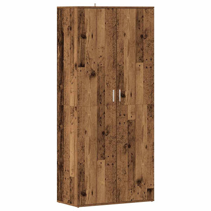 Schoenenkast 80x39x178 cm bewerkt hout oud houtkleurig