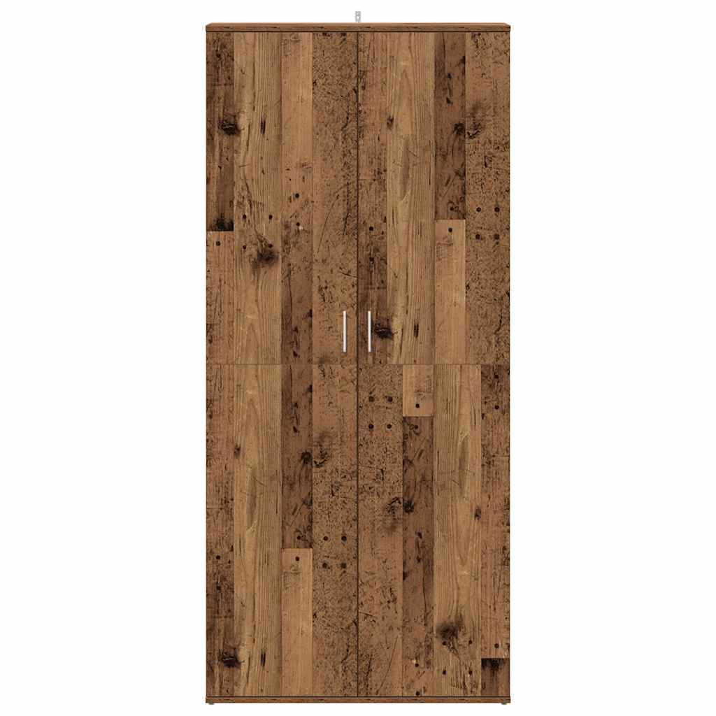 Schoenenkast 80x39x178 cm bewerkt hout oud houtkleurig