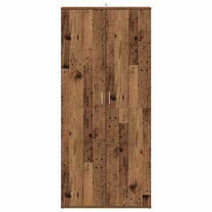 Schoenenkast 80x39x178 cm bewerkt hout oud houtkleurig