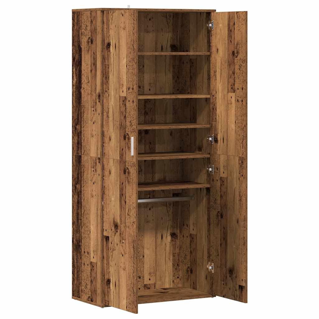 Schoenenkast 80x39x178 cm bewerkt hout oud houtkleurig