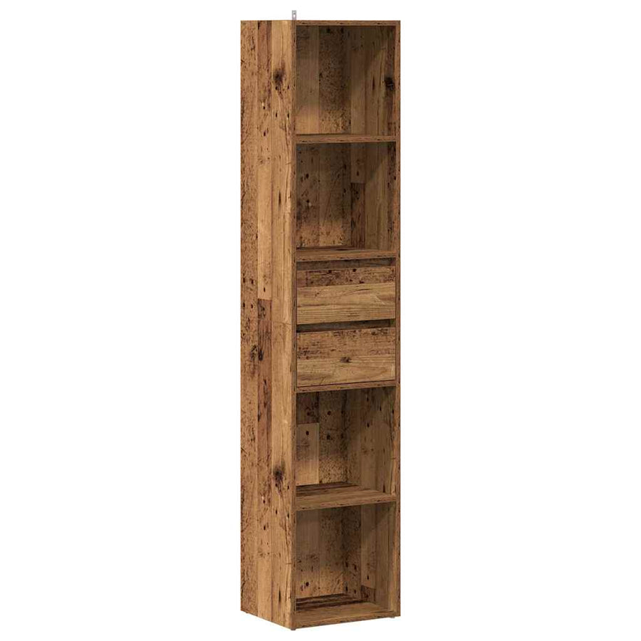 Boekenkast 36x30x171 cm bewerkt hout oud houtkleurig