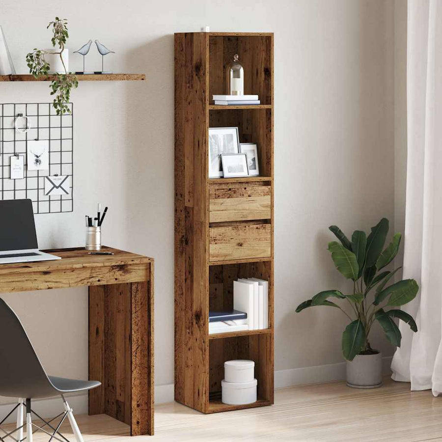 Boekenkast 36x30x171 cm bewerkt hout oud houtkleurig
