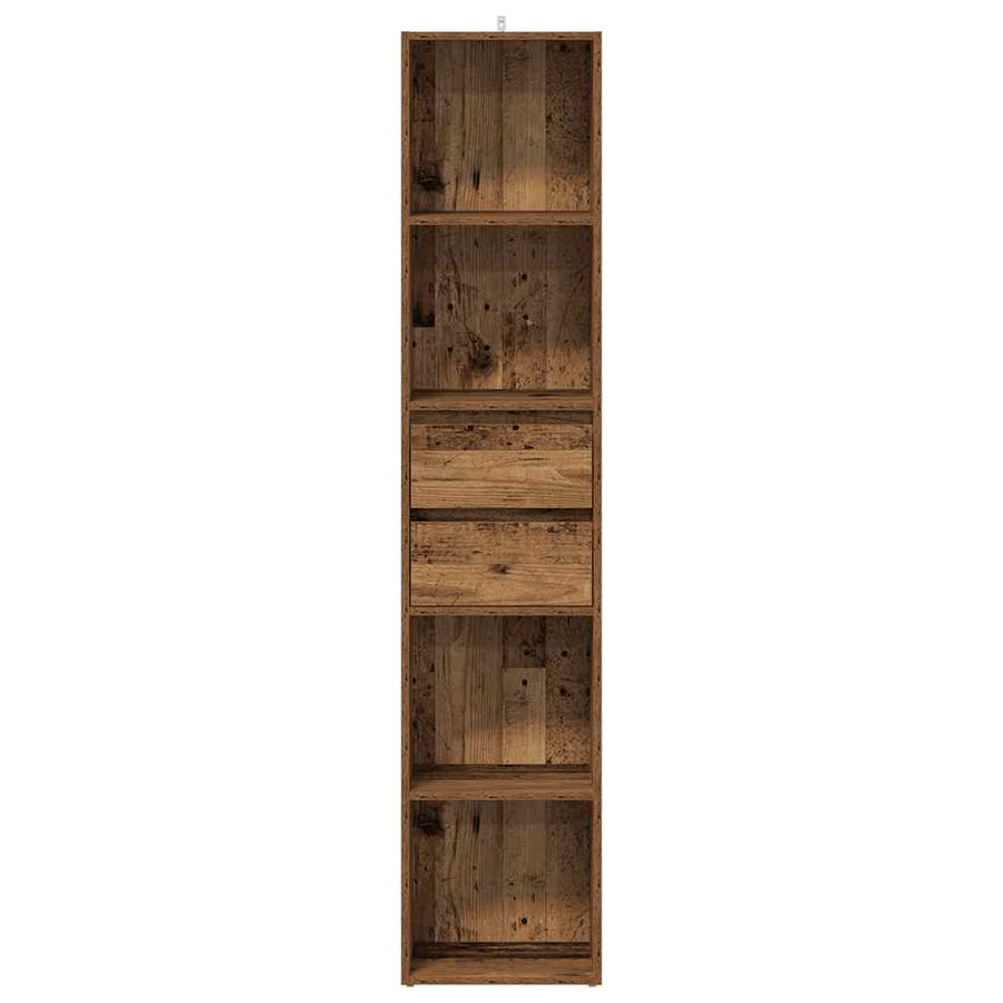 Boekenkast 36x30x171 cm bewerkt hout oud houtkleurig