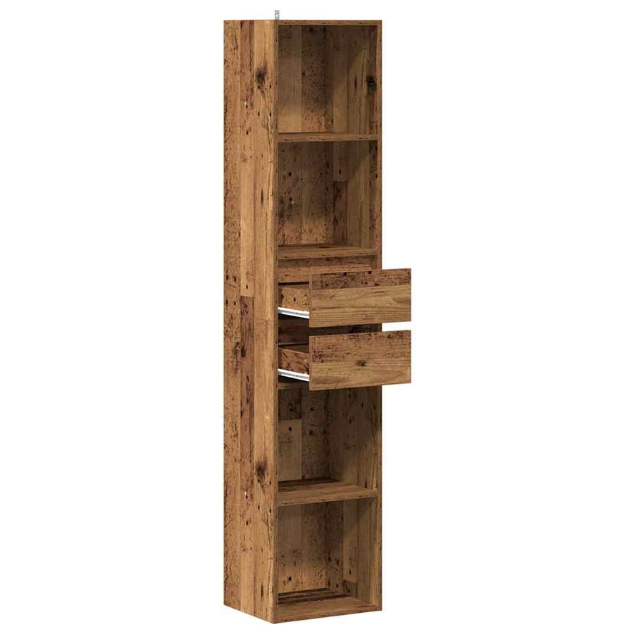 Boekenkast 36x30x171 cm bewerkt hout oud houtkleurig