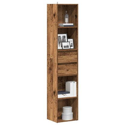 Boekenkast 36x30x171 cm bewerkt hout oud houtkleurig