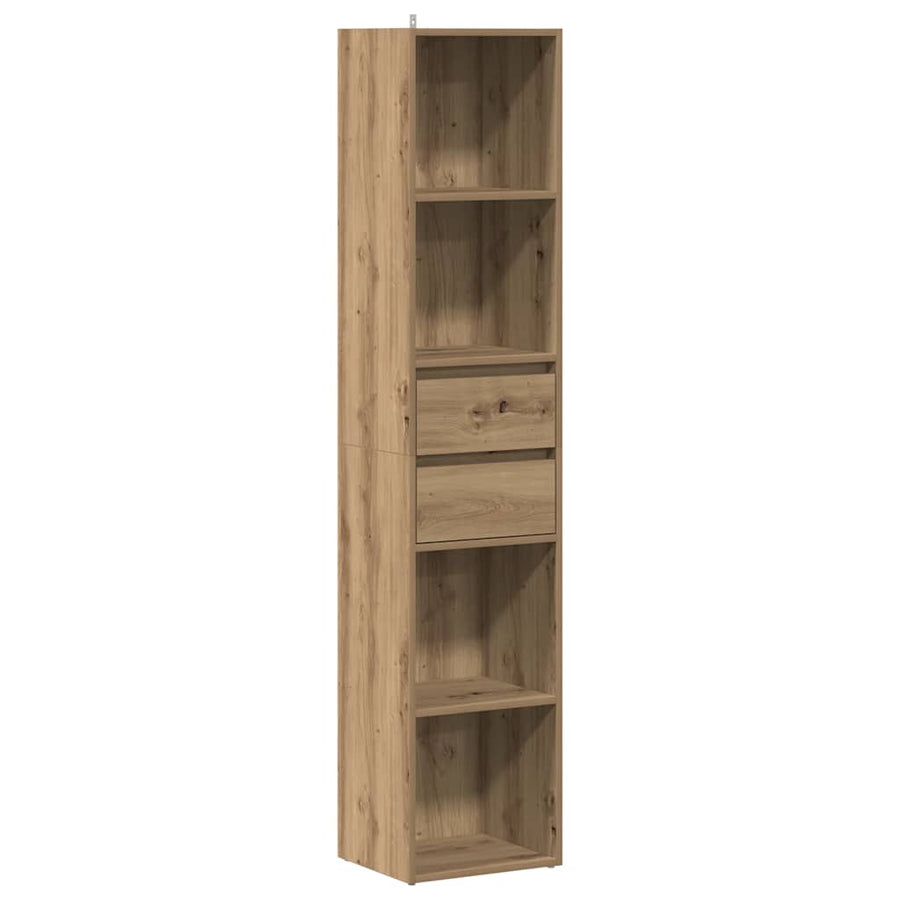 Boekenkast 36x30x171 cm bewerkt hout artisanaal eikenkleur