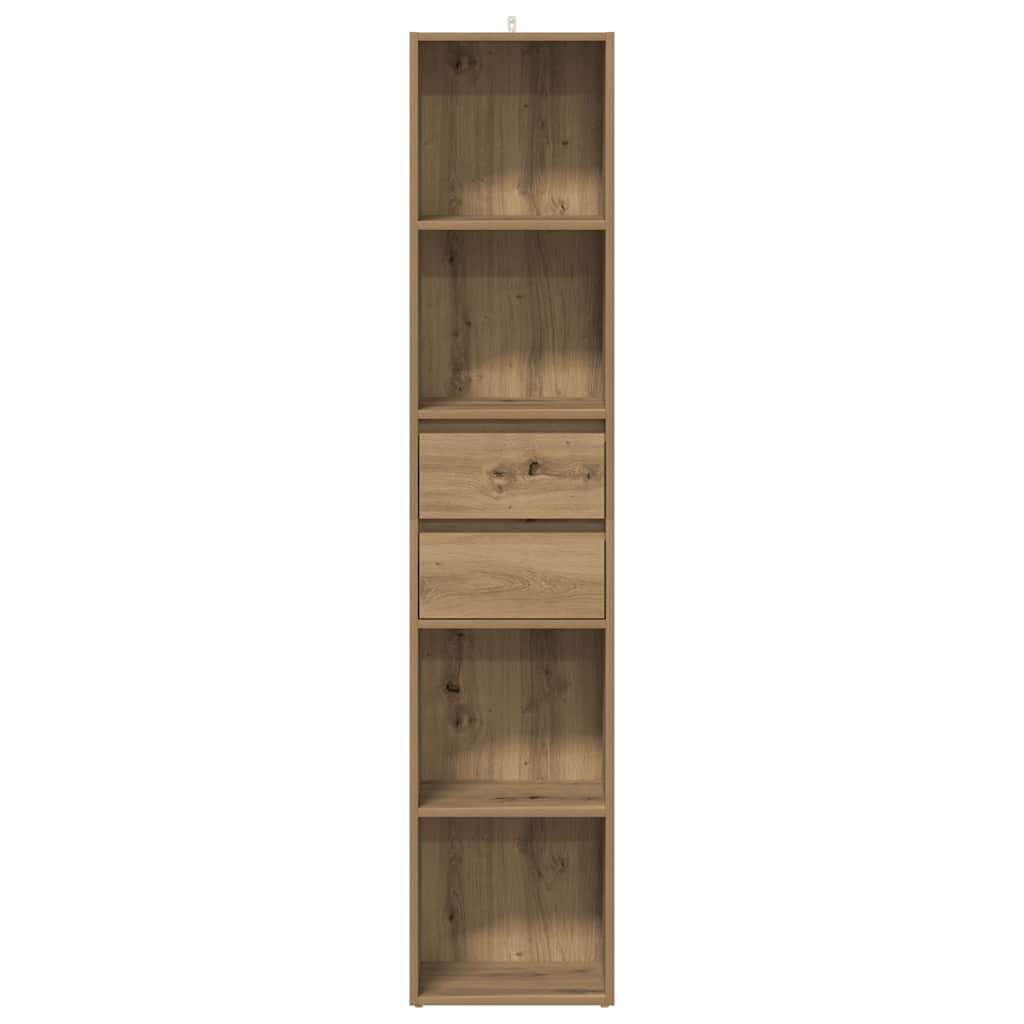 Boekenkast 36x30x171 cm bewerkt hout artisanaal eikenkleur