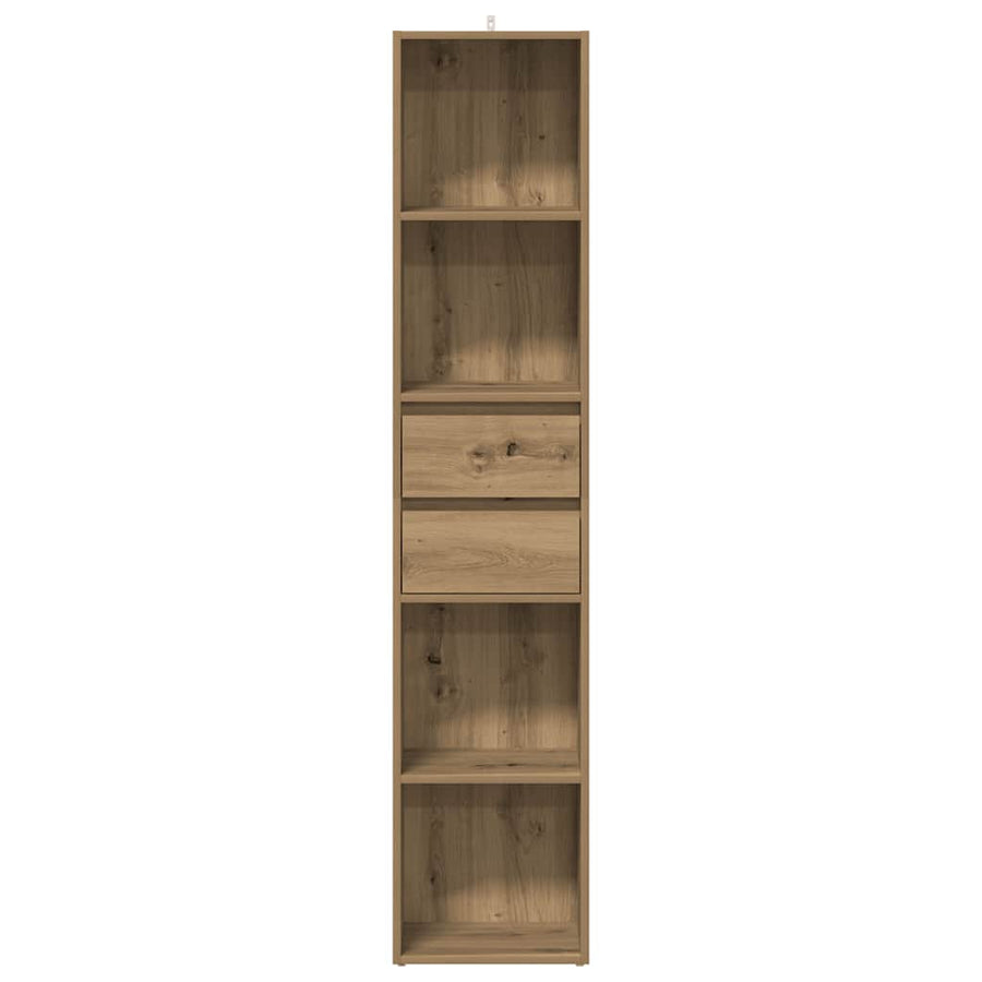 Boekenkast 36x30x171 cm bewerkt hout artisanaal eikenkleur