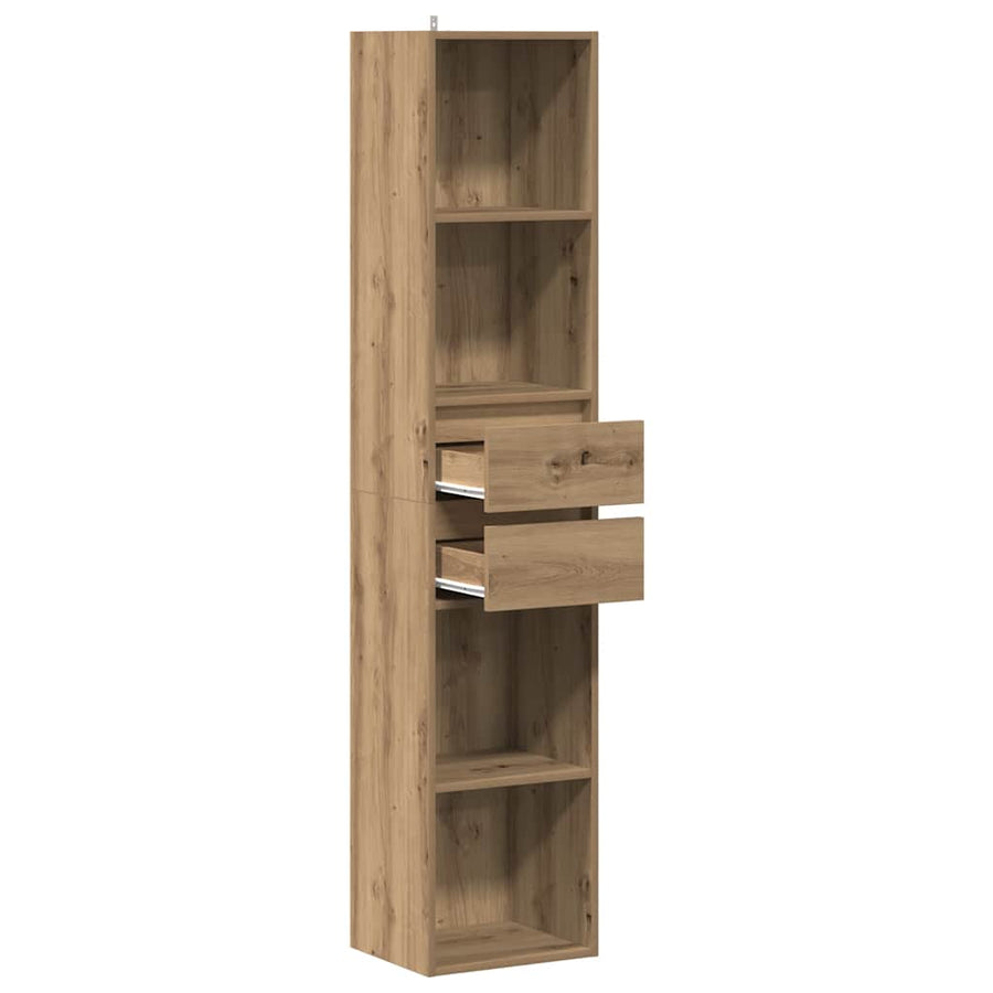 Boekenkast 36x30x171 cm bewerkt hout artisanaal eikenkleur