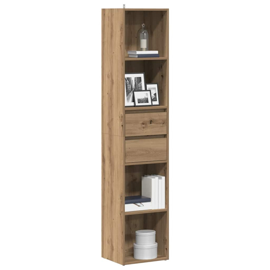 Boekenkast 36x30x171 cm bewerkt hout artisanaal eikenkleur