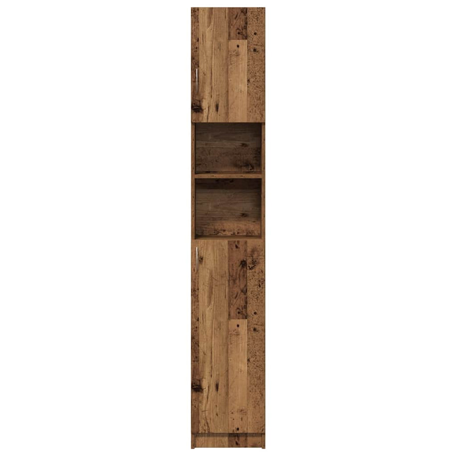 Badkamerkast 32x25,5x190 cm bewerkt hout oud houtkleurig