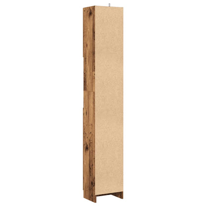 Badkamerkast 32x25,5x190 cm bewerkt hout oud houtkleurig