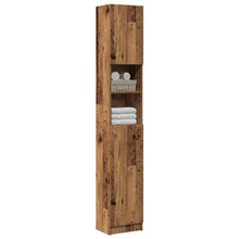 Badkamerkast 32x25,5x190 cm bewerkt hout oud houtkleurig