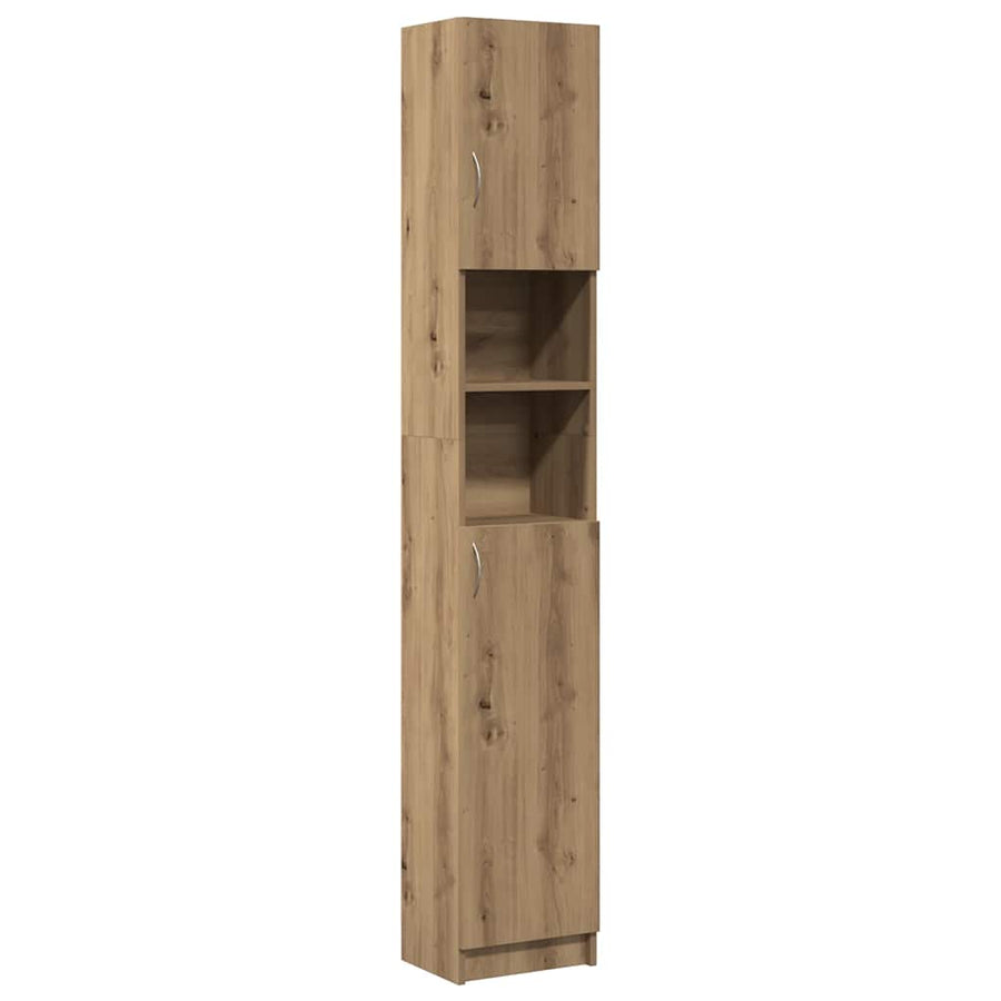 Badkamerkast 32x25,5x190cm bewerkt hout artisanaal eikenkleurig