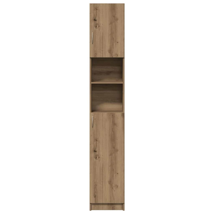 Badkamerkast 32x25,5x190cm bewerkt hout artisanaal eikenkleurig