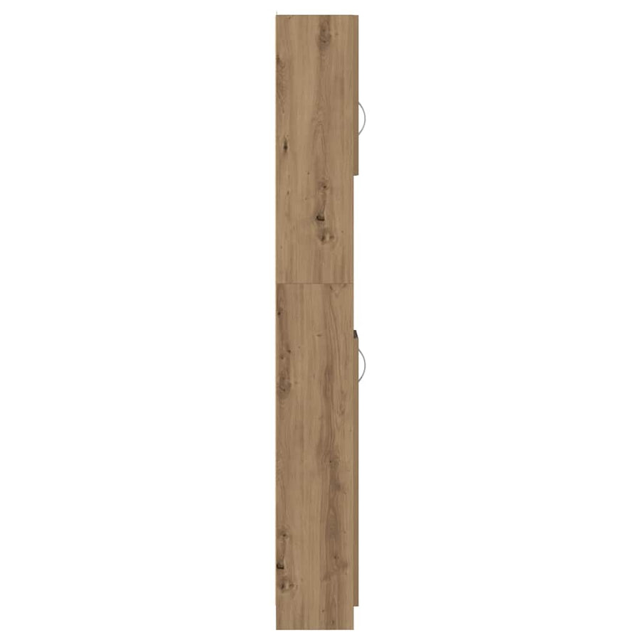 Badkamerkast 32x25,5x190cm bewerkt hout artisanaal eikenkleurig