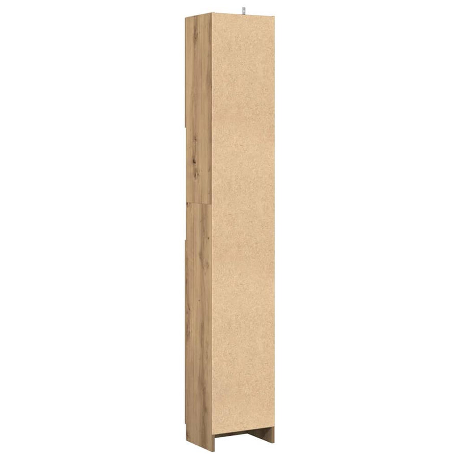 Badkamerkast 32x25,5x190cm bewerkt hout artisanaal eikenkleurig