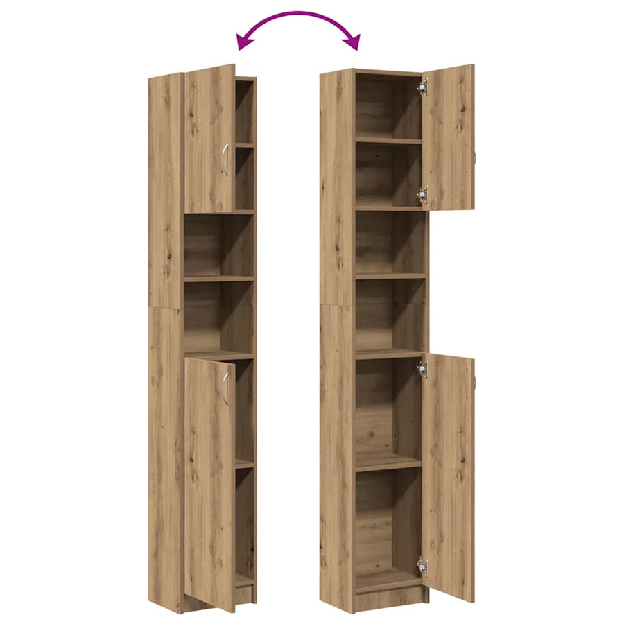 Badkamerkast 32x25,5x190cm bewerkt hout artisanaal eikenkleurig