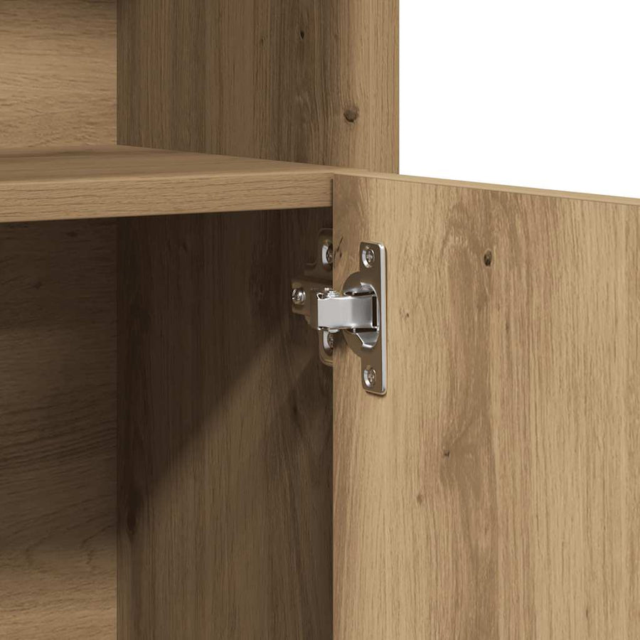 Badkamerkast 32x25,5x190cm bewerkt hout artisanaal eikenkleurig