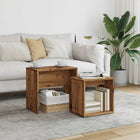 Salontafel set bewerkt hout oud houtkleurig 48x30x45 cm