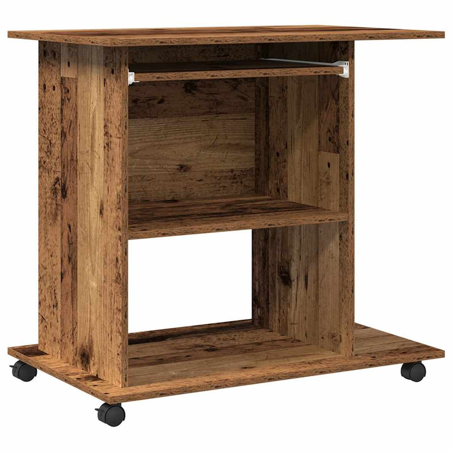 Computerbureau 80x50x75 cm bewerkt hout oud houtkleurig