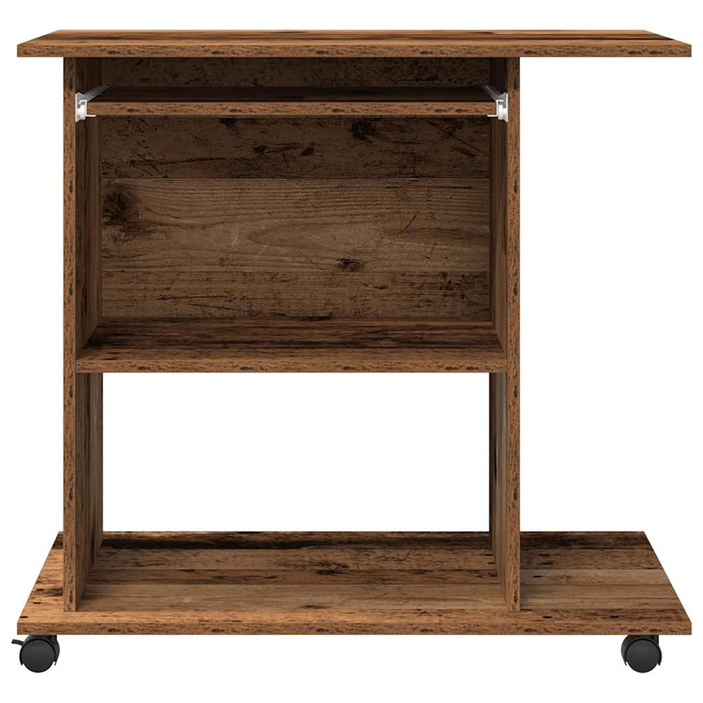 Computerbureau 80x50x75 cm bewerkt hout oud houtkleurig